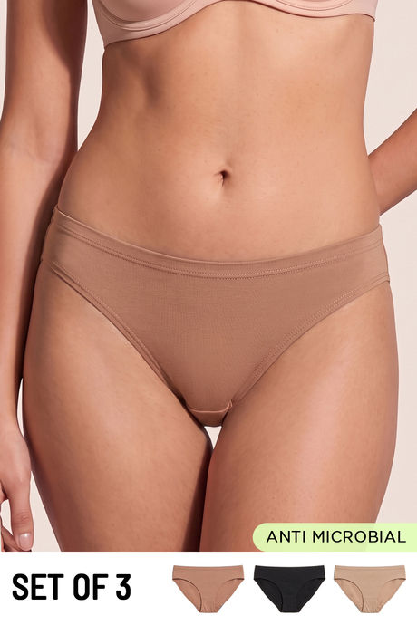 Buy Zivame Low Rise Full Coverage Bikini Panty (Pack of 3) - Multicolor